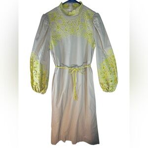 Byrd Maxi Dress Statement Sleeve Yellow Lace Mock Neck Size XS Like New